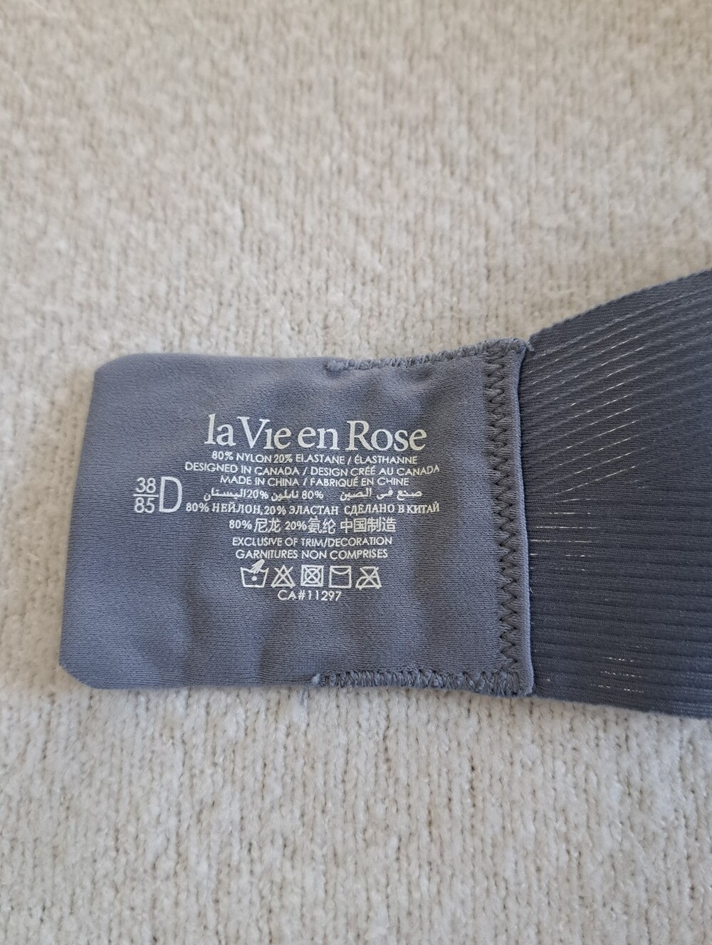 La Vie En Rose Lace Bra Womens Size 38D Blue Gray Adjustable Strapless Feminine - Picture 10 of 13